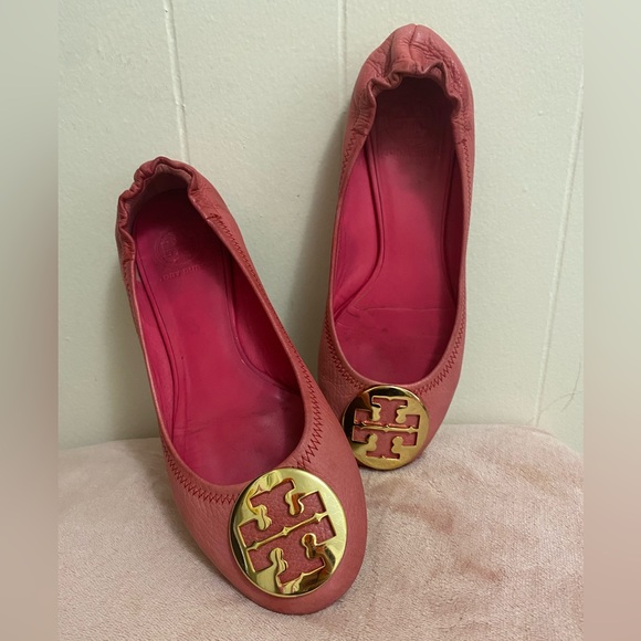 Tory Burch Shoes - Tory Burch Pink Leather Minnie Flats